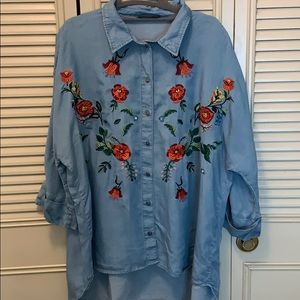 Embroidered Chambray Shirt